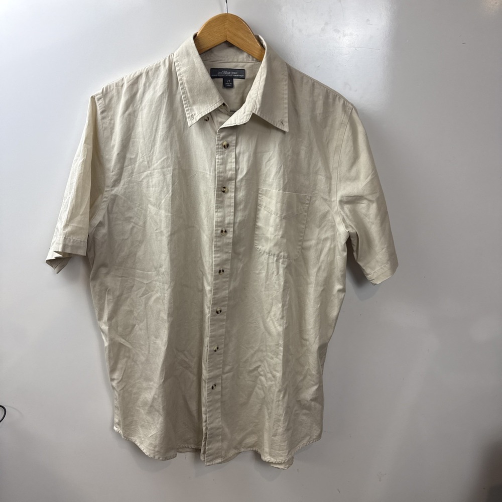 Croft & Barrow Wrinkle Resistant Black Button-Up Short Sleeve Shirt LT 100% Cott